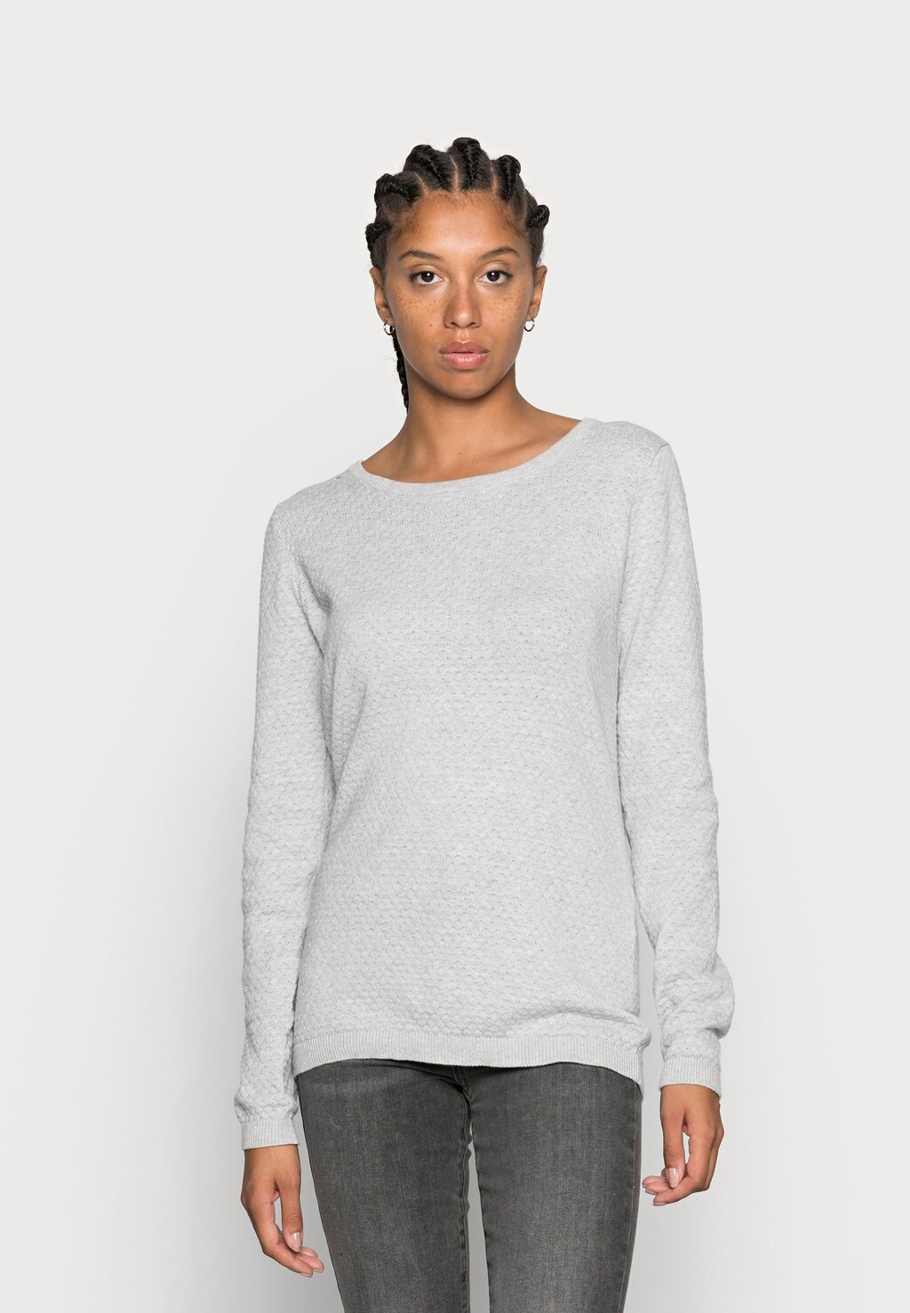 

Джемпер Vero Moda Vmcare Structure Ls O-Neck Ga Noos, светло-серый меланж