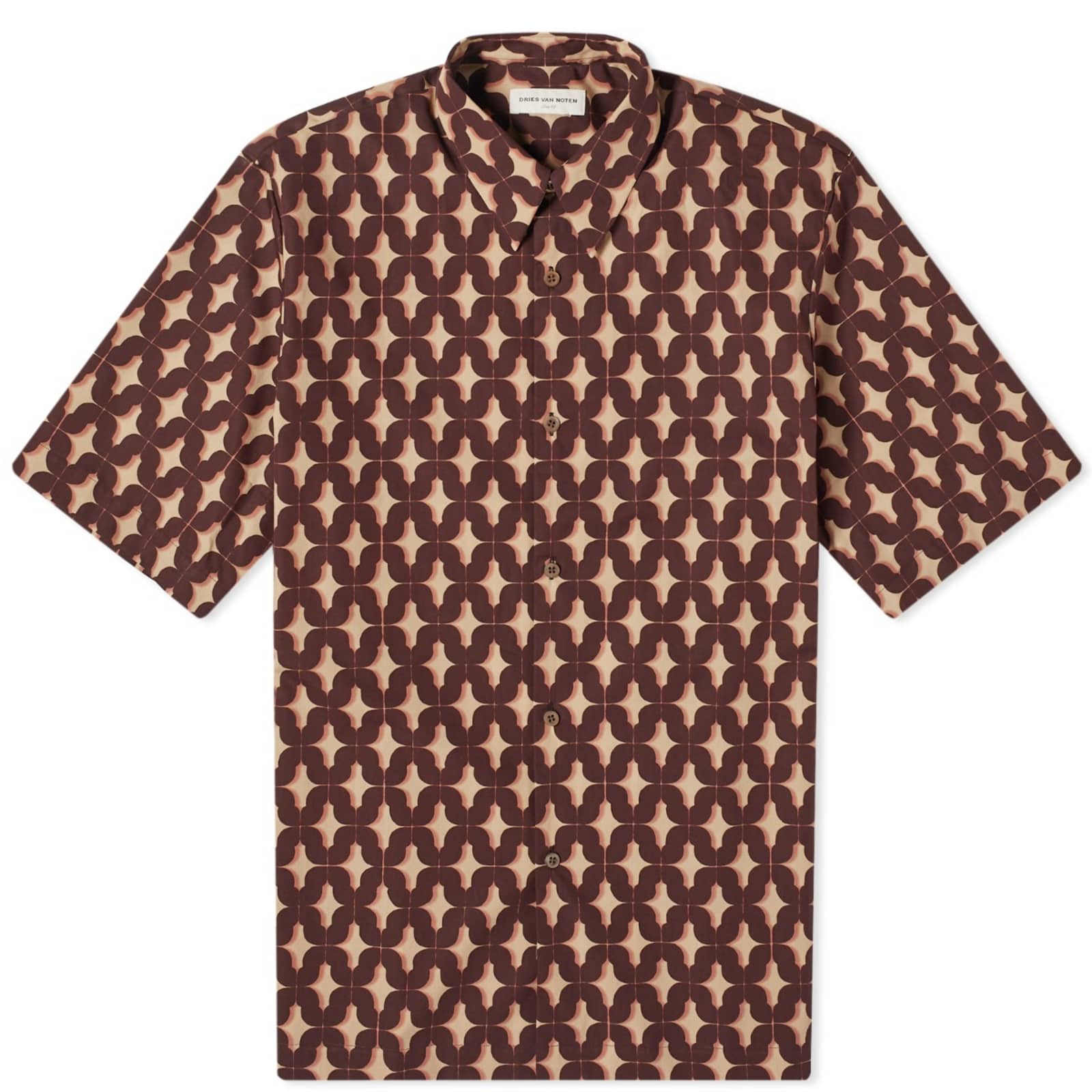 Рубашка Dries Van Noten Clasen Short Sleeve Poplin, цвет Dark Brown пурпурная рубашка поло с раздвинутым воротником dries van noten