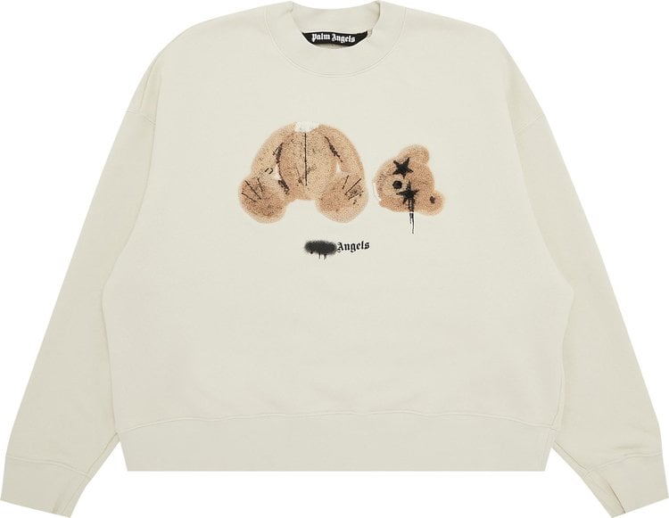 Толстовка Palm Angels Spray Bear Crewneck 'Grey/Brown', серый - фото