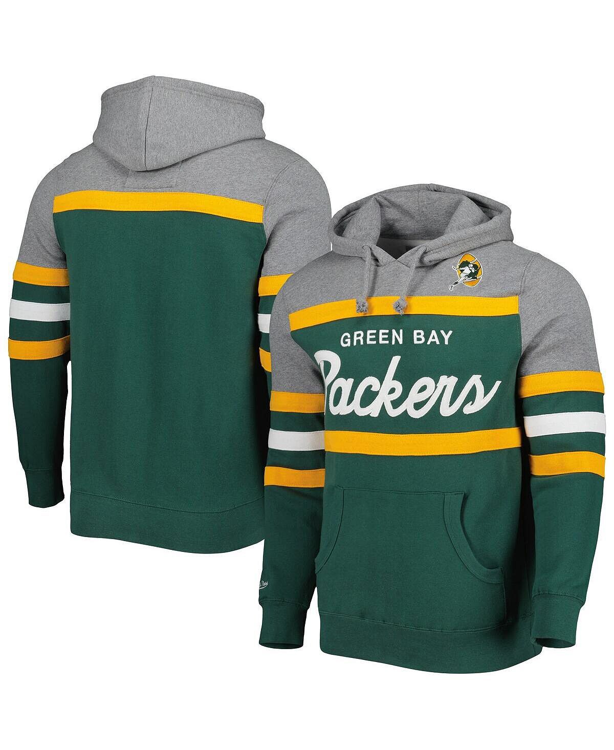

Мужская зелено-серая толстовка с капюшоном green bay packers head coach Mitchell & Ness, мульти
