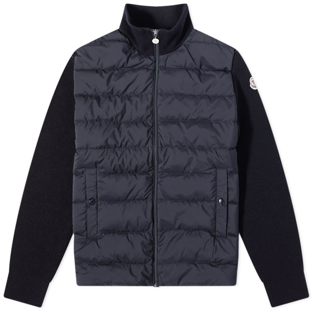 

Пуховик с логотипом в полоску и на молнии Moncler, Серый