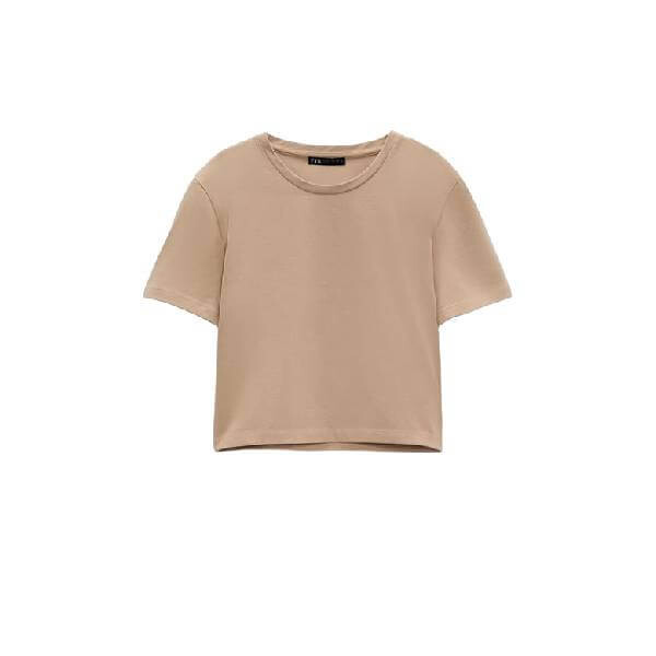 

Футболка укороченная Zara, бежевый