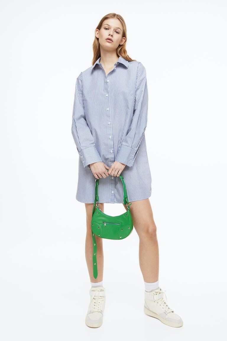 

Платье-рубашка из хлопкового поплина H&M, синий/полосатый