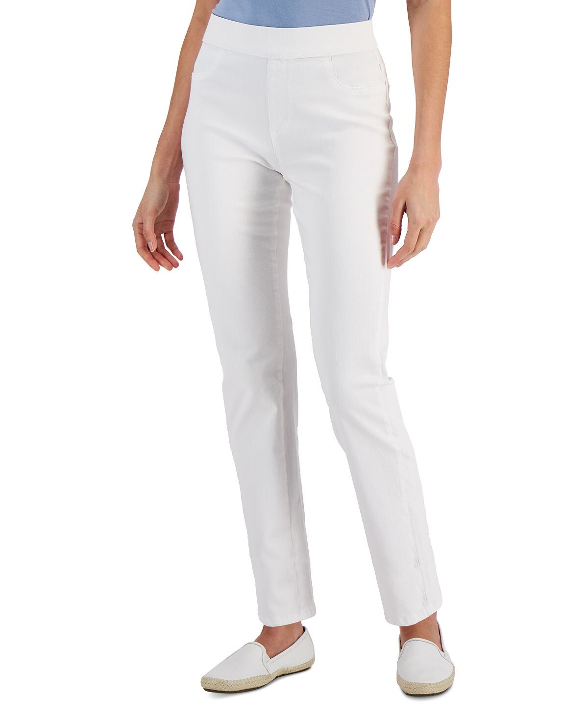 

Джинсовые брюки petite pull-on, созданные для macy's Karen Scott, белый