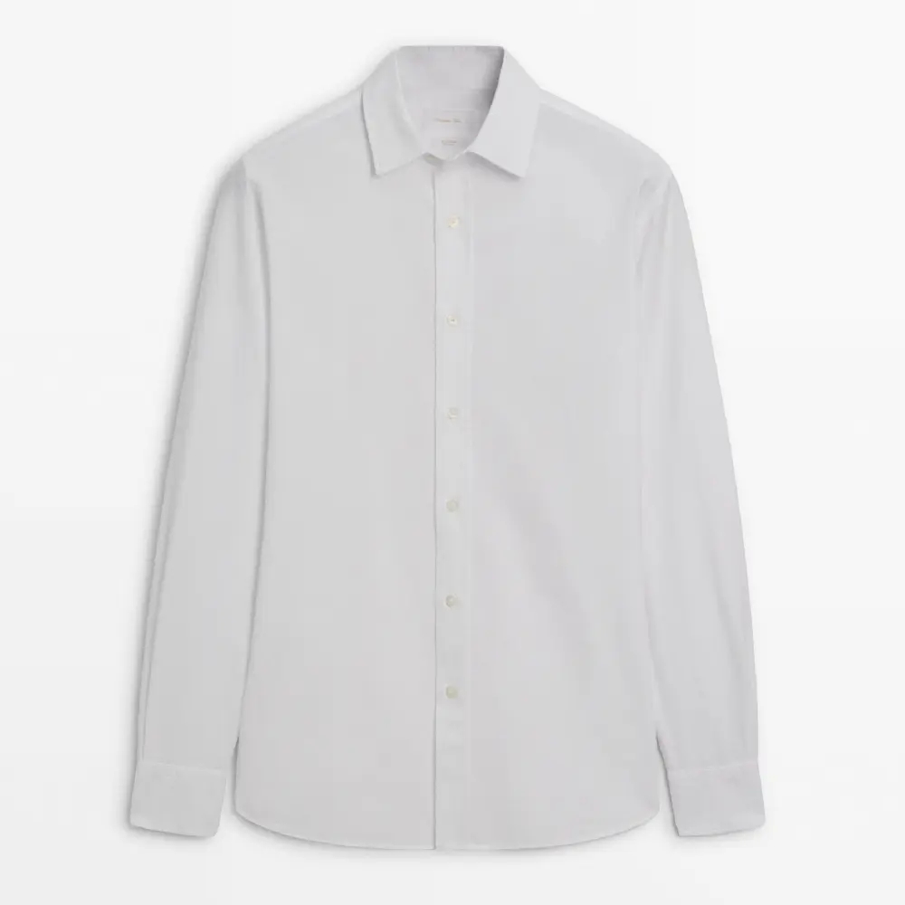 

Рубашка Massimo Dutti Soft Wash Regular Fit Cotton Oxford, белый