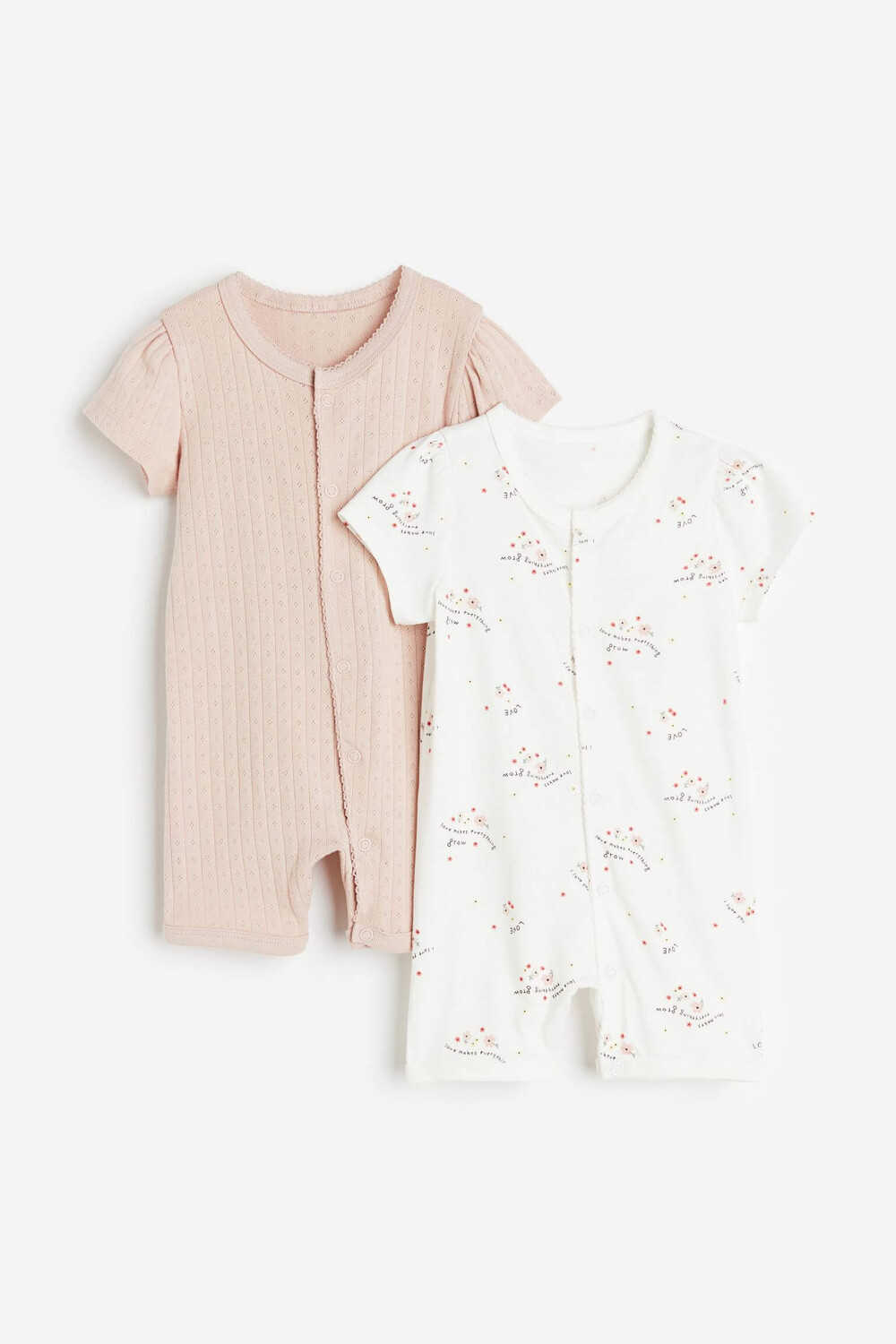 

Комплект детских пижам H&M Cotton, 2 предмета, пудрово-розовый/белый
