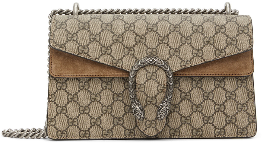 

Бежево-коричневая маленькая сумка GG Supreme Dionysus Gucci
