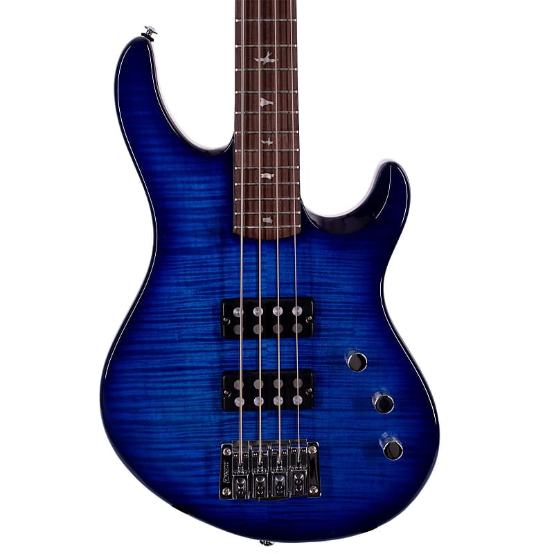 цена Бас-гитара PRS SE Kingfisher, кленовый шпон, выцветшая синяя пленка вокруг взрыва PRS SE Kingfisher Bass Guitar, Maple Veneer