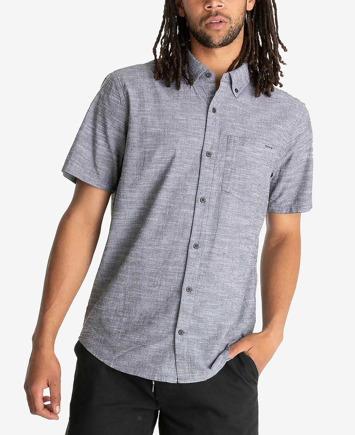 Единственная мужская эластичная рубашка на пуговицах Hurley, черный цена и фото