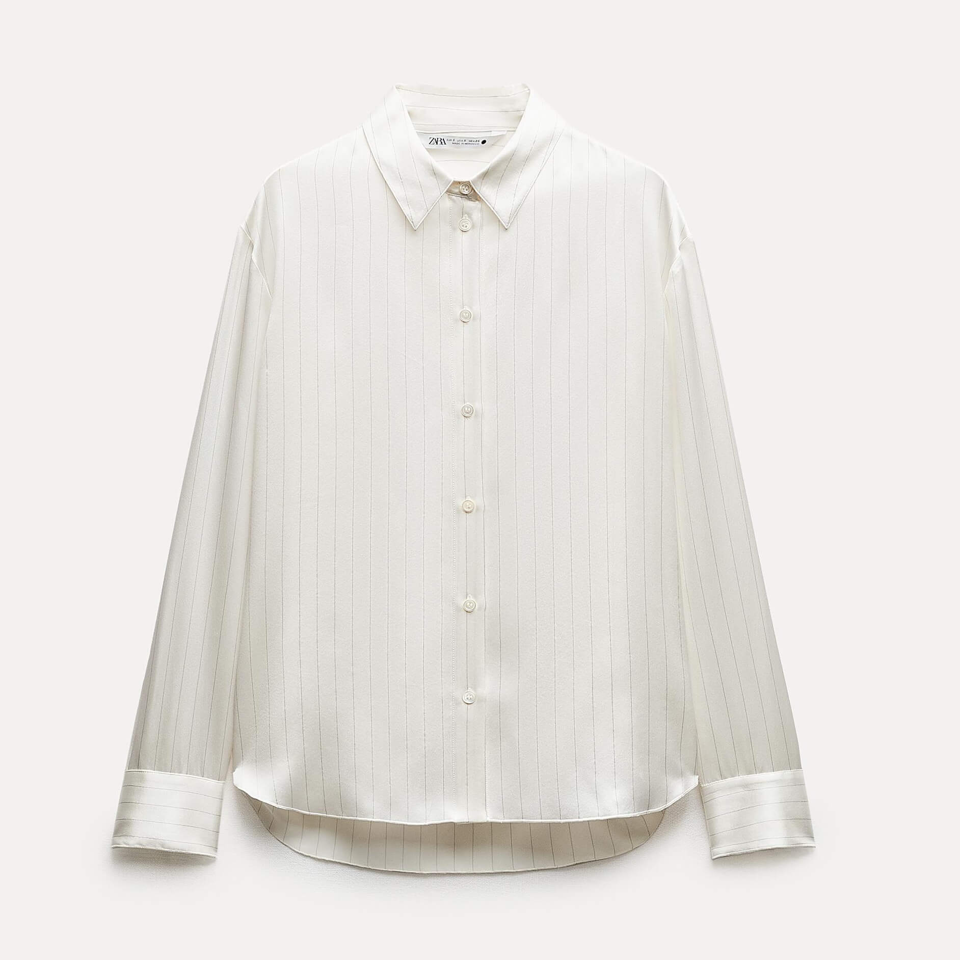 Рубашка Zara ZW Collection Striped Silk, молочный