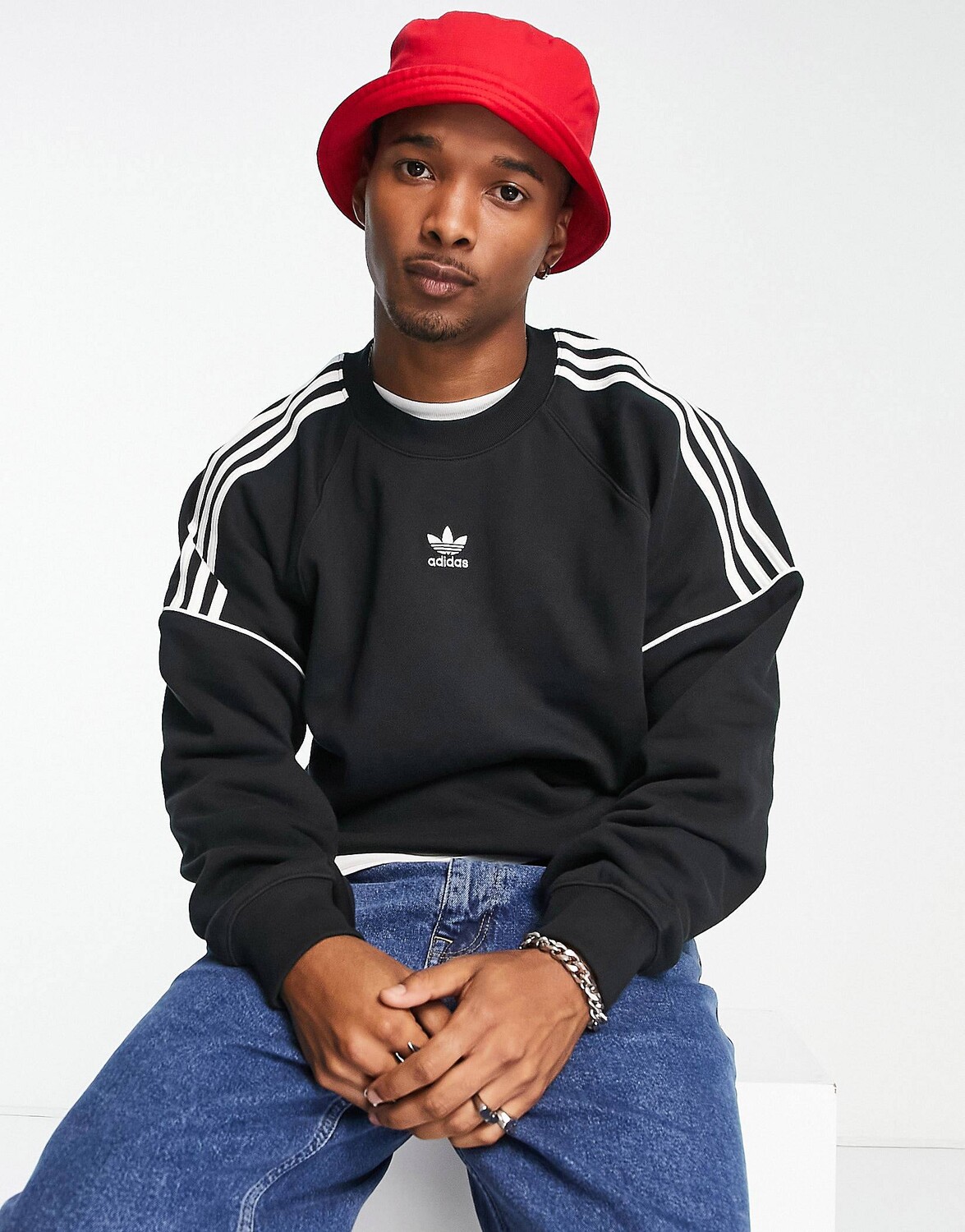 

Черный свитшот с 3 полосками и логотипом adidas Originals Rekive