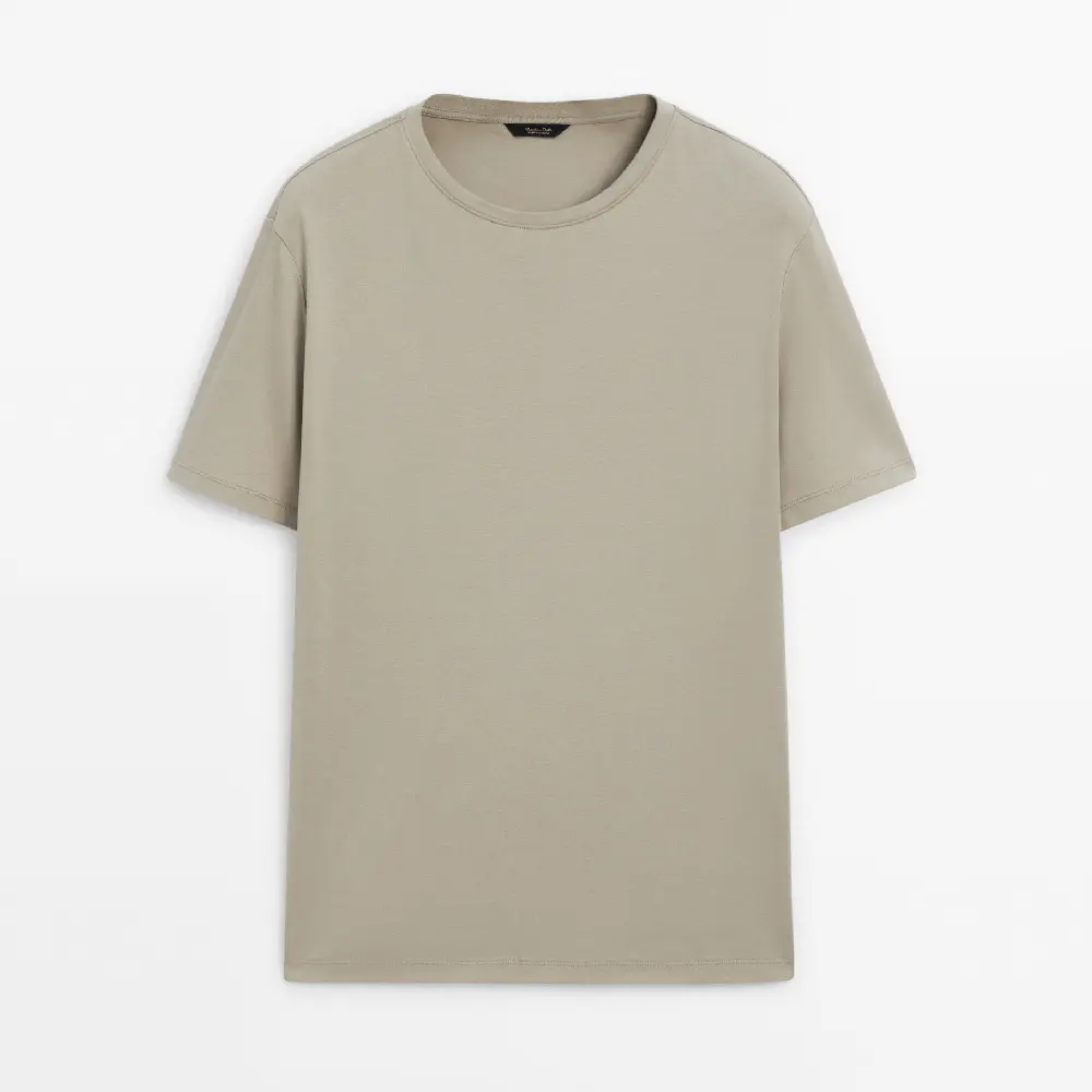 

Футболка Massimo Dutti Short Sleeve Mercerised Cotton, бежевый
