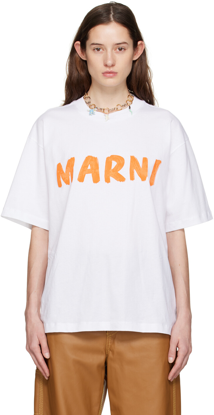 

Белая футболка с принтом Marni