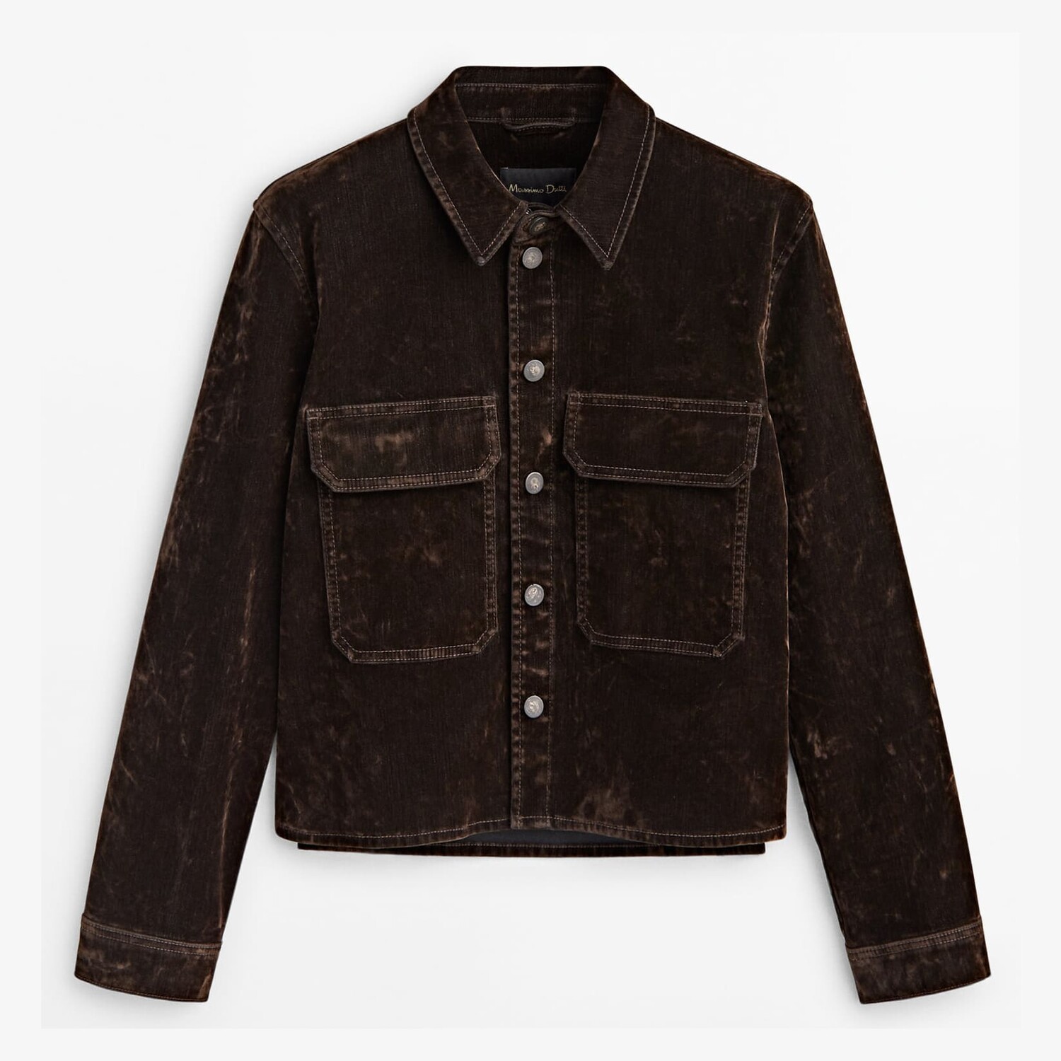 

Джинсовая куртка Massimo Dutti Flocked Finish Washed, темно-коричневый