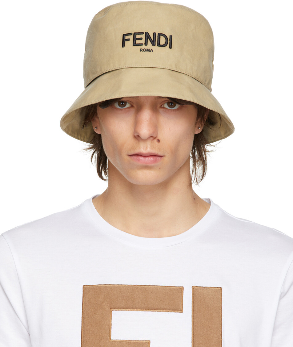 

Двусторонняя бежевая панама с логотипом FF Fendi