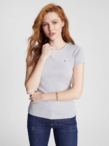 

Футболка с круглым вырезом Tommy Hilfiger Essential Favorite, светло-серый