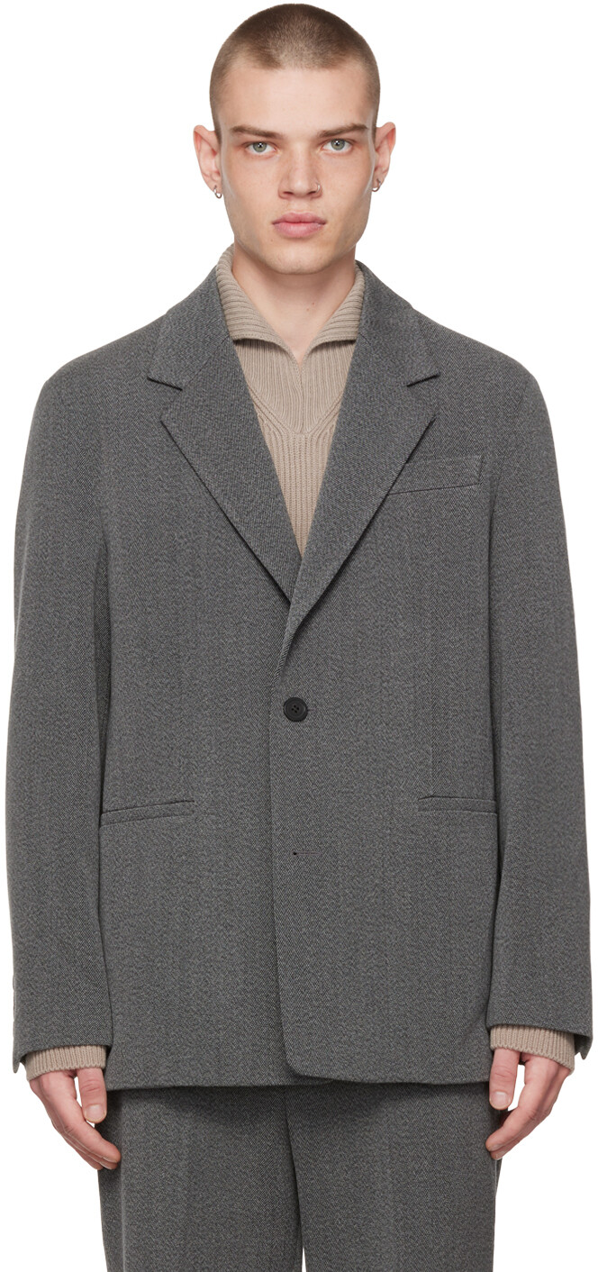

Серый пиджак с завышенной талией Solid Homme
