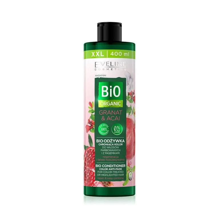 Eveline Cosmetics Bio Organic био-кондиционер для защиты цвета окрашенных и мелированных волос Гранат и асаи 400мл