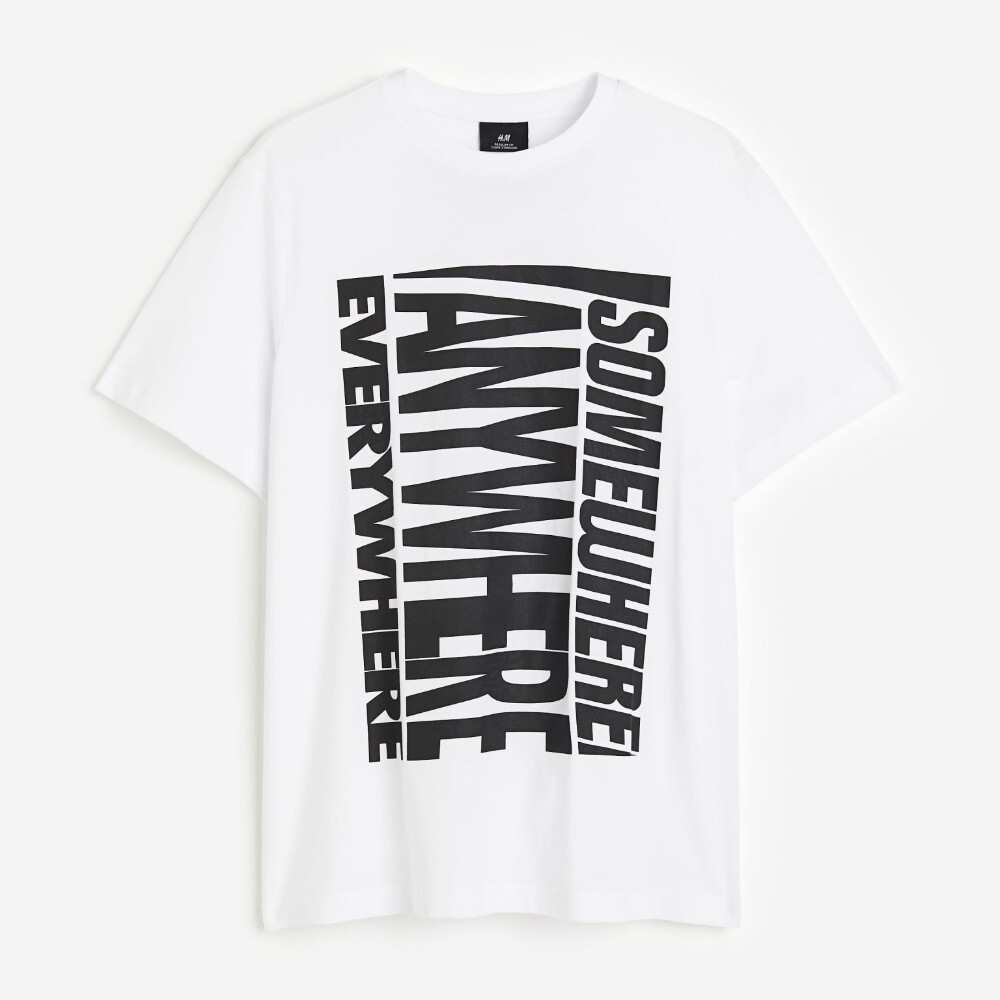 

Футболка H&M Regular Fit Printed Anywhere, белый