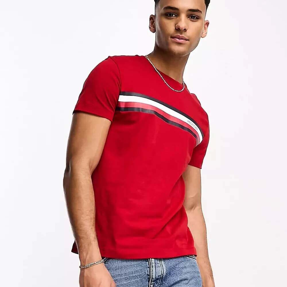 

Футболка с логотипом Tommy Hilfiger Monotype Stripe, красный