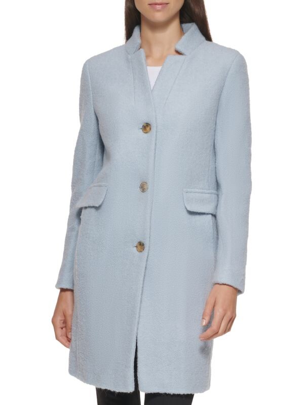 

Пальто из смесовой шерсти из букле DKNY Blue
