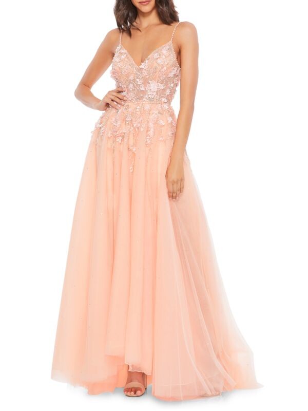 

Украшенное платье из тюля Mac Duggal Peach