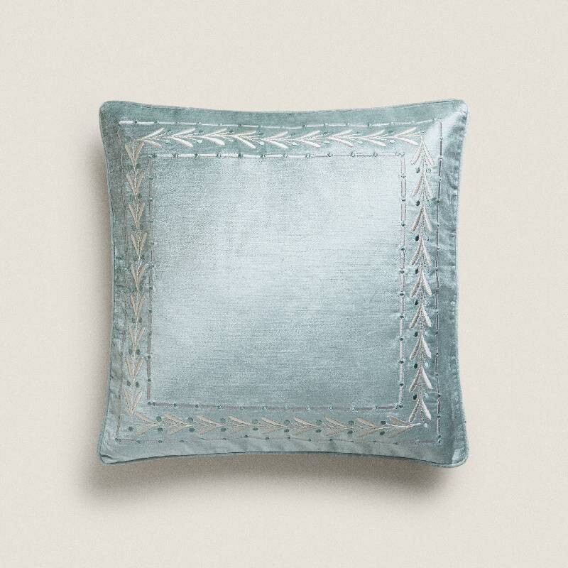 

Чехол на подушку Zara Home With Geometric Embroidery, зеленый