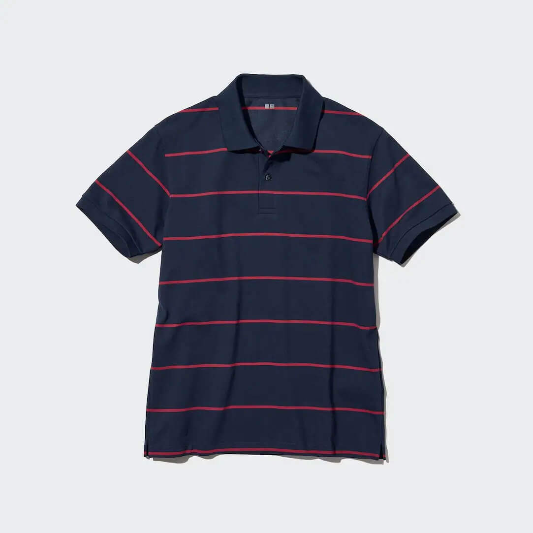 

Футболка Uniqlo Dry Pique Striped Polo, темно-синий