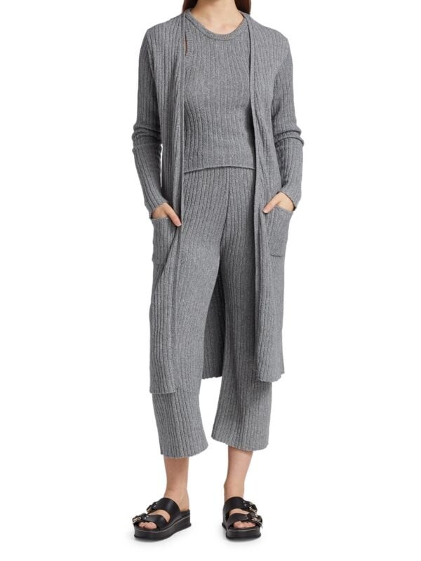 

Кардиган NAADAM Duster в рубчик, серый