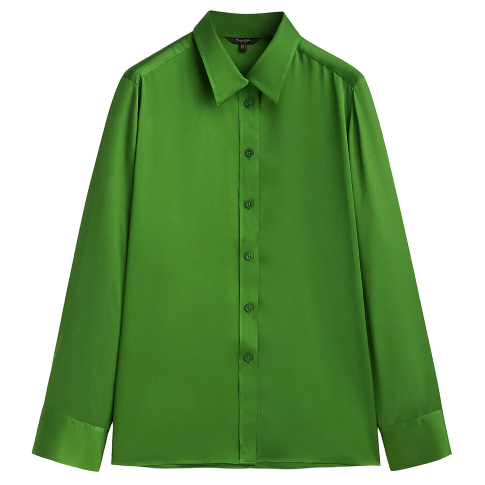 

Рубашка Massimo Dutti Satin With Cut-out Details, зеленый