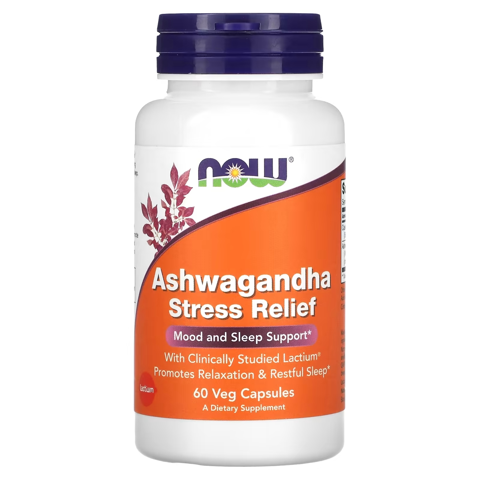 NOW Foods Ashwagandha Stress Relief, 60 растительных капсул - фото