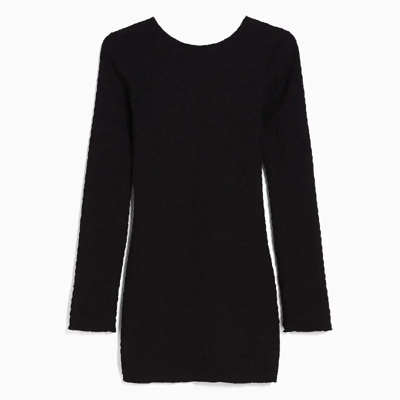 

Платье Bershka Long Sleeve Mini With Opening At The Back And Bow, черный