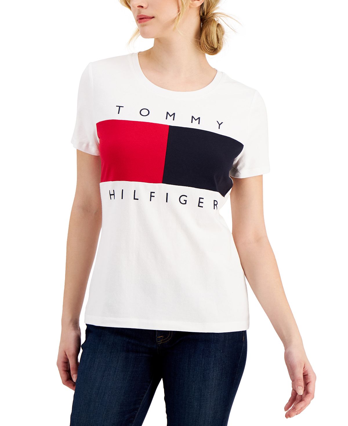 Женская футболка с логотипом big flag Tommy Hilfiger, белый