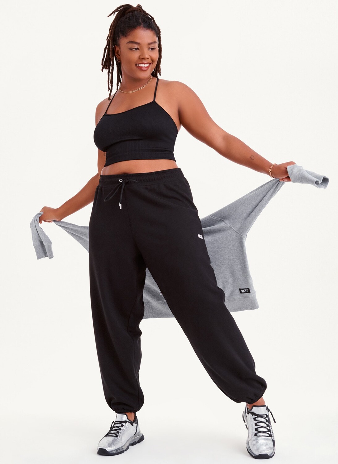

Джоггеры с металлическим логотипом DKNY, Черный
