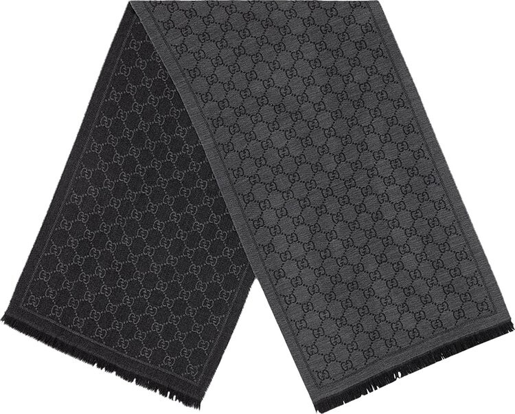 

Шарф Gucci GG Jacquard Pattern Knit Scarf Anthracite/Black