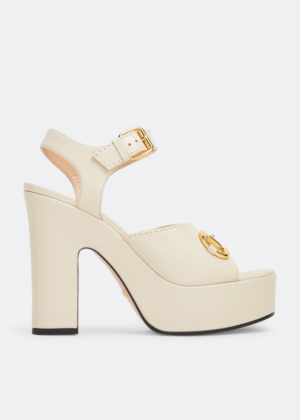 

Сандалии GUCCI Horsebit platform sandals, белый