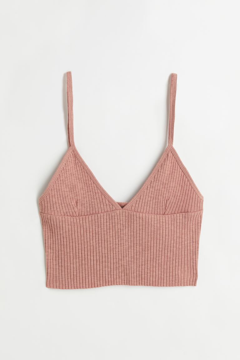 

Хлопковый топ в полоску H&M, античный розовый