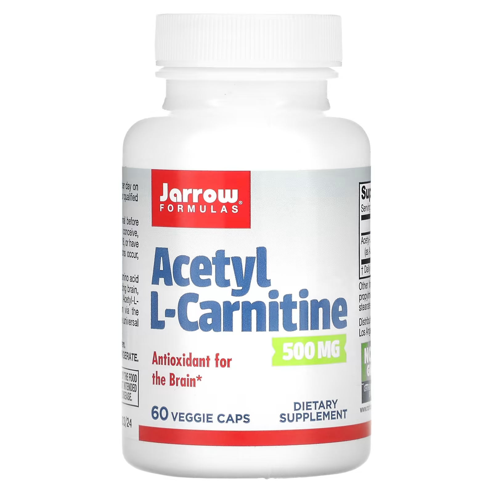 Jarrow Formulas ацетил-L-карнитин 500 мг, 60 растительных капсул
