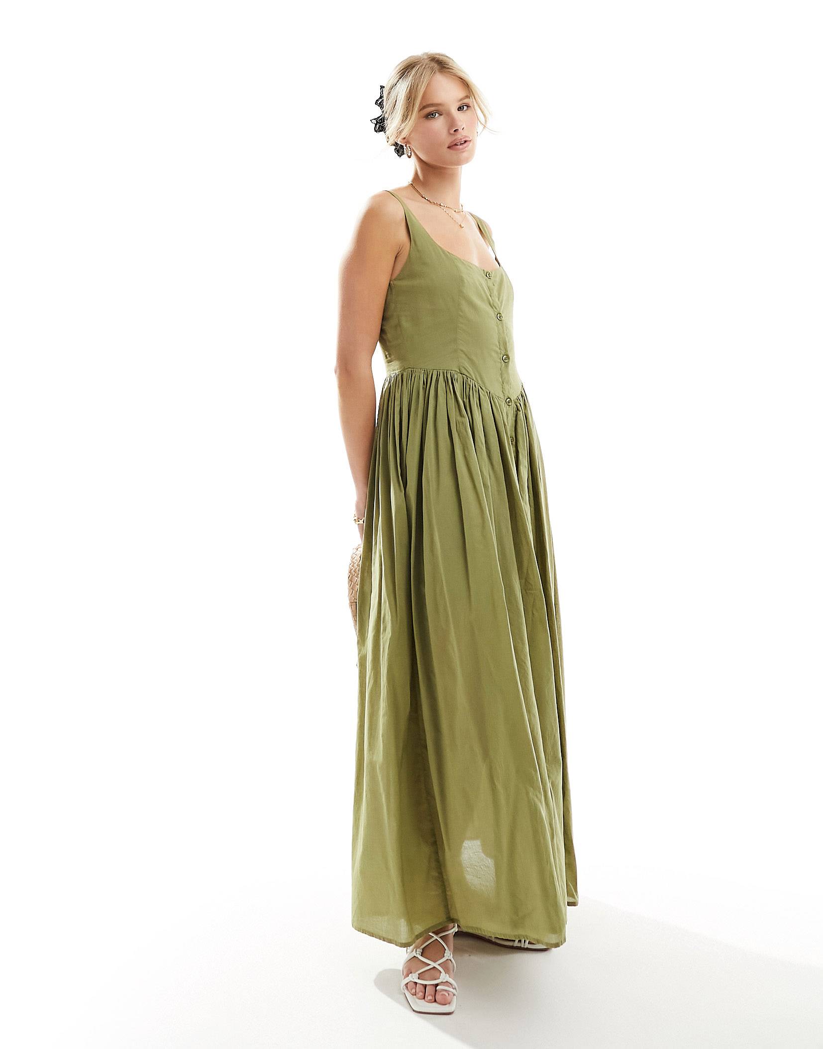 Платье миди Asos Design Voile Picnic, зеленый