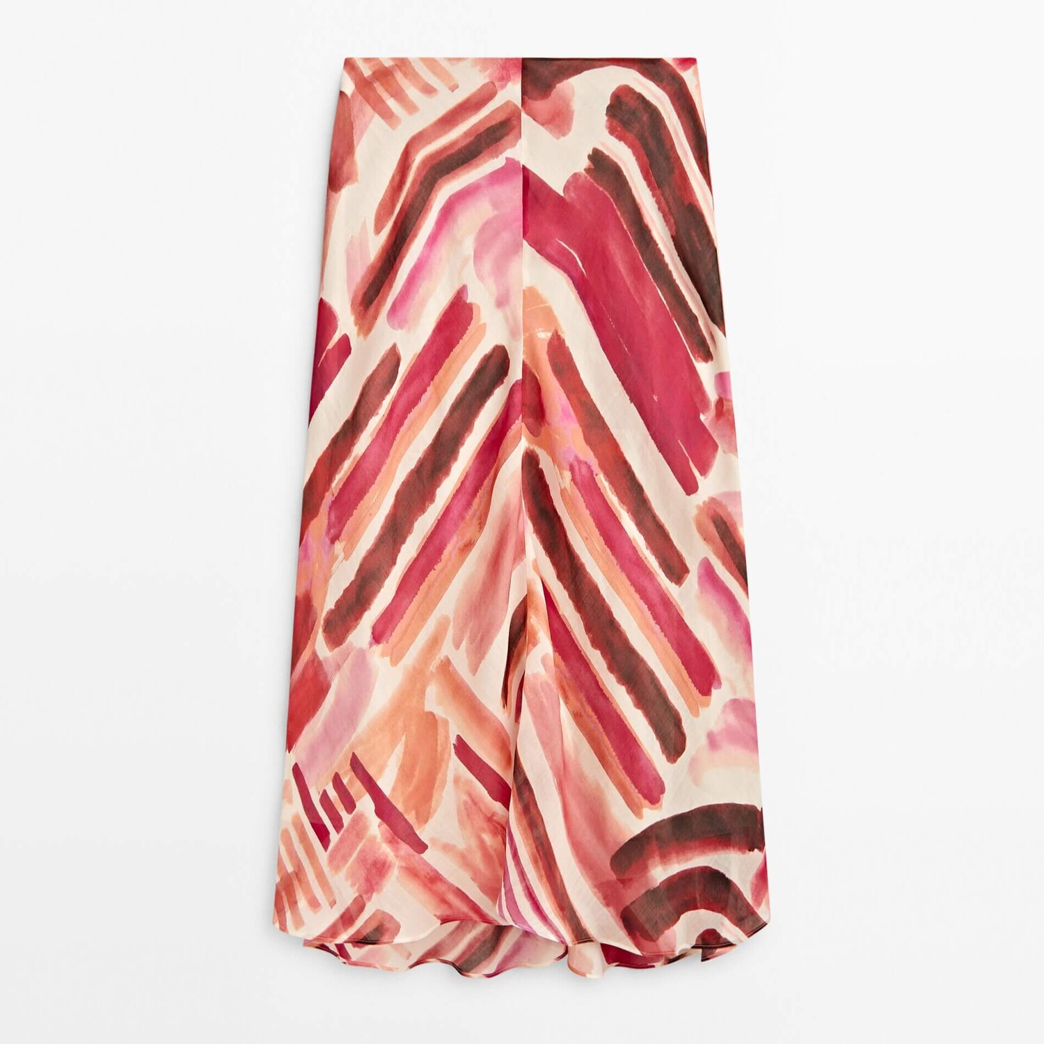 

Юбка Massimo Dutti Watercolour Print Ramie Midi, фуксия