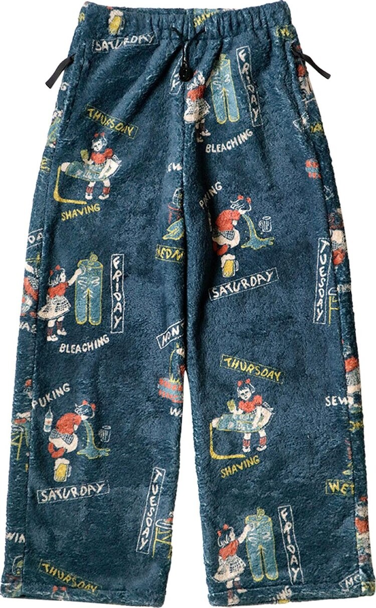 

Брюки Kapital Kountry Calendar Fleece Easy Straight Pants 'Navy', синий