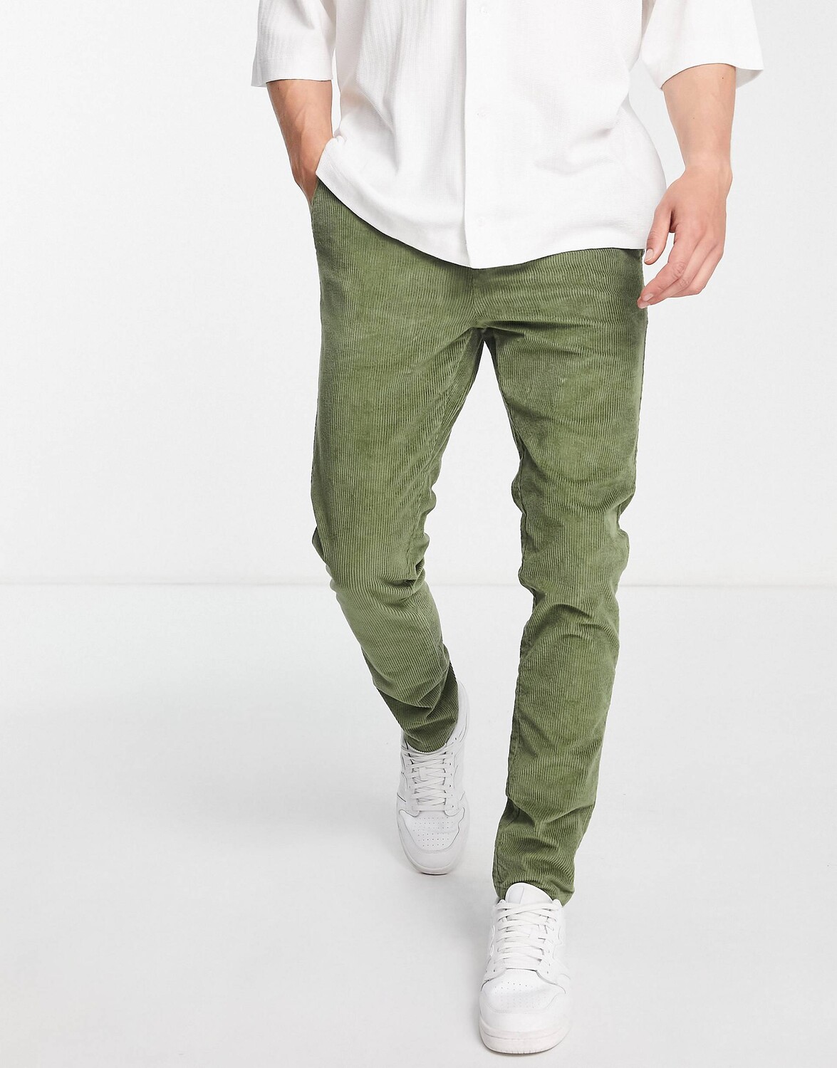 

Брюки скинни цвета хаки с эластичным кордом ASOS DESIGN