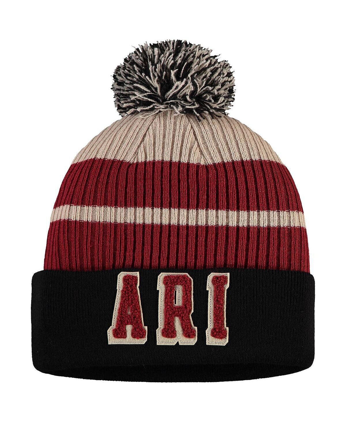 

Мужская фирменная черная вязаная шапка Arizona Coyotes True Classics с манжетами и помпоном Fanatics