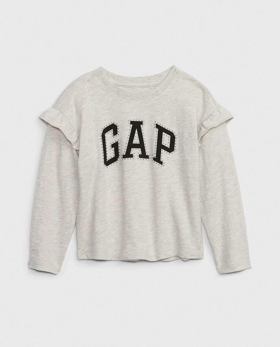

Футболка для девочки с длинными рукавами и круглым вырезом Gap, кремовый