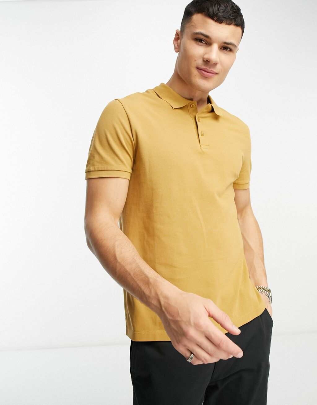 

Желтая рубашка-поло из пике ASOS Design Smart Pique