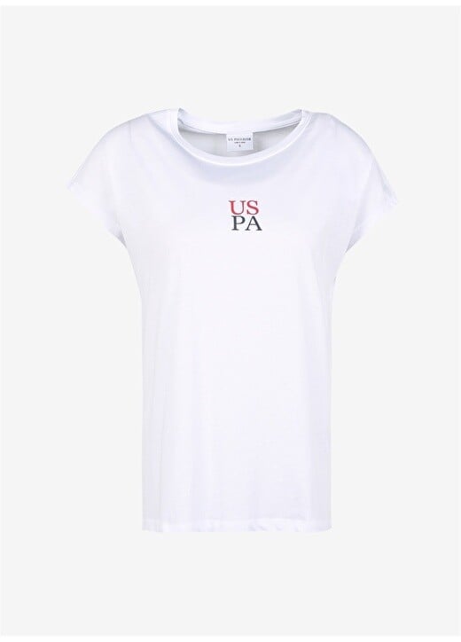

Однотонная белая женская футболка с круглым вырезом U.S. Polo Assn., Белый