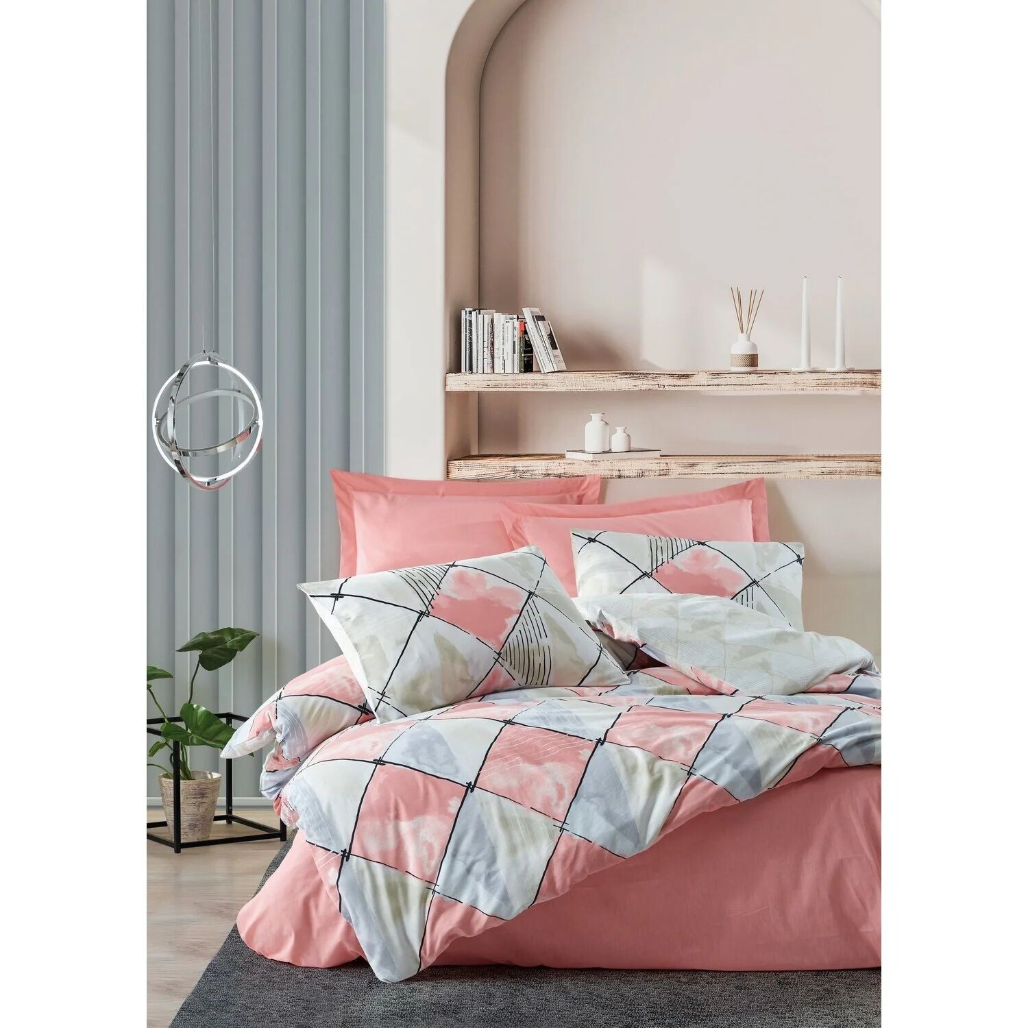 

Комплект постельного белья Cotton Box Ranforce - Розовый тетрагон