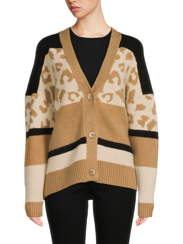 

Кардиган с цветными блоками с леопардовым принтом Central Park West, цвет Beige Multicolor, Коричневый