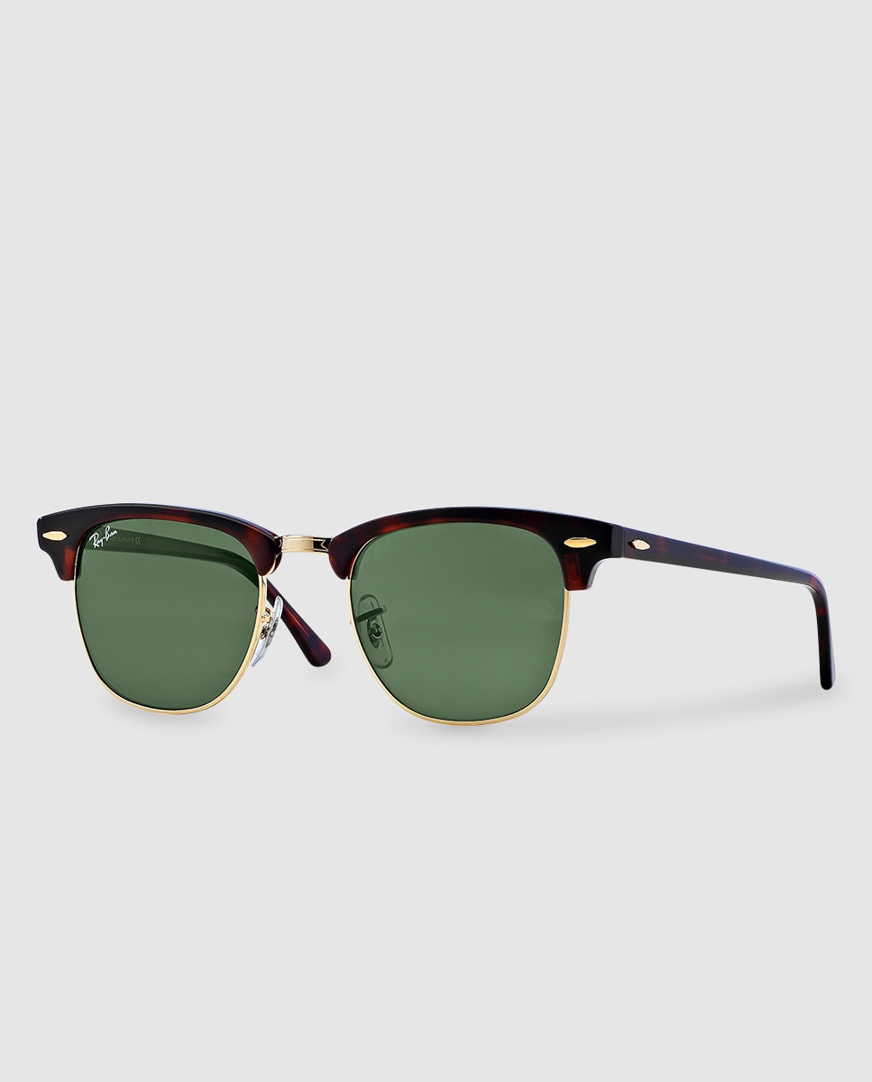 Квадратные солнцезащитные очки Clubmaster в металлической оправе Ray-Ban, коричневый цена и фото