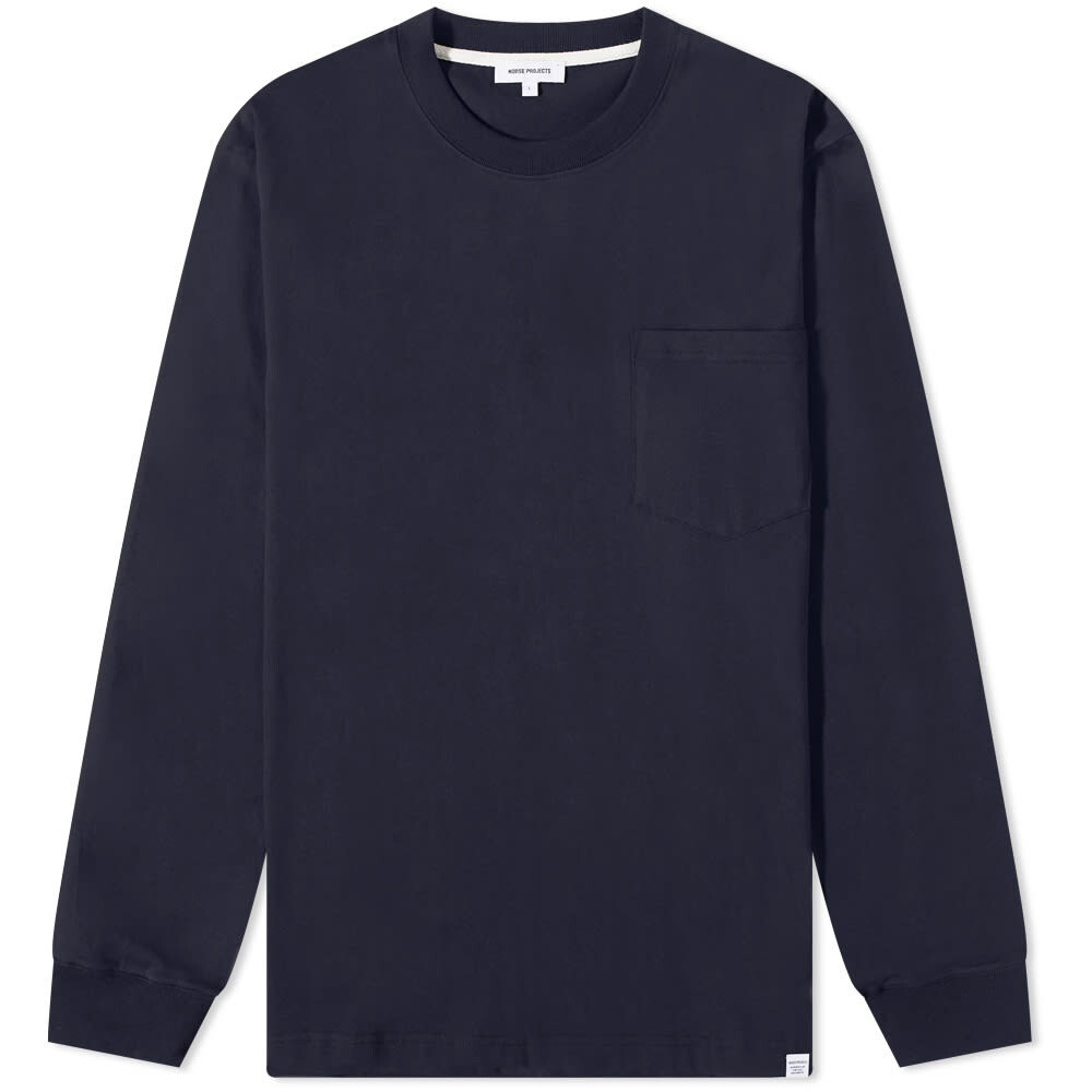 

Лонгслив Norse Projects Long Sleeve Johannes Standard Pocket, темно-синий